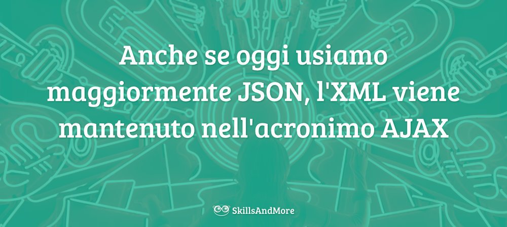 Anche se oggi usiamo maggiormente JSON, l'XML viene mantenuto nell'acronimo AJAX