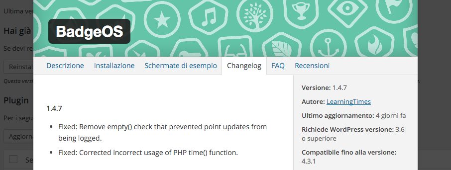 Consulta il changelog di un plugin dalla dashboard WordPress